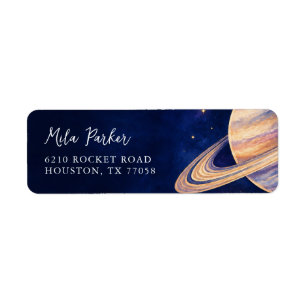 Houston We Have a Boy Galaxy Space Return Address Label