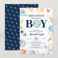 Houston We Have A Boy Outer Space Baby Shower Invi