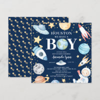 Houston We Have A Boy Outer Space Baby Shower Invi