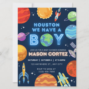 Houston We Have A Boy Outer Space Invitation Baby