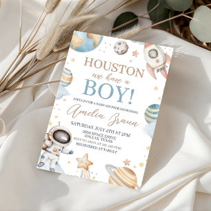 Houston We Have a Boy Space Baby Shower Invitation