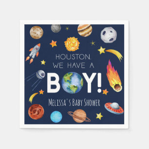 Houston We Have A Boy Space Galaxy Baby Shower Napkin