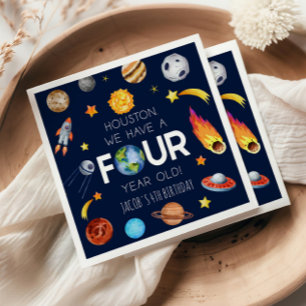 Houston We Have A Four Year Old 4th Birthday Party Napkin