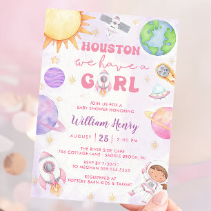 Houston We Have A Girl Outer Space Baby Shower Invitation