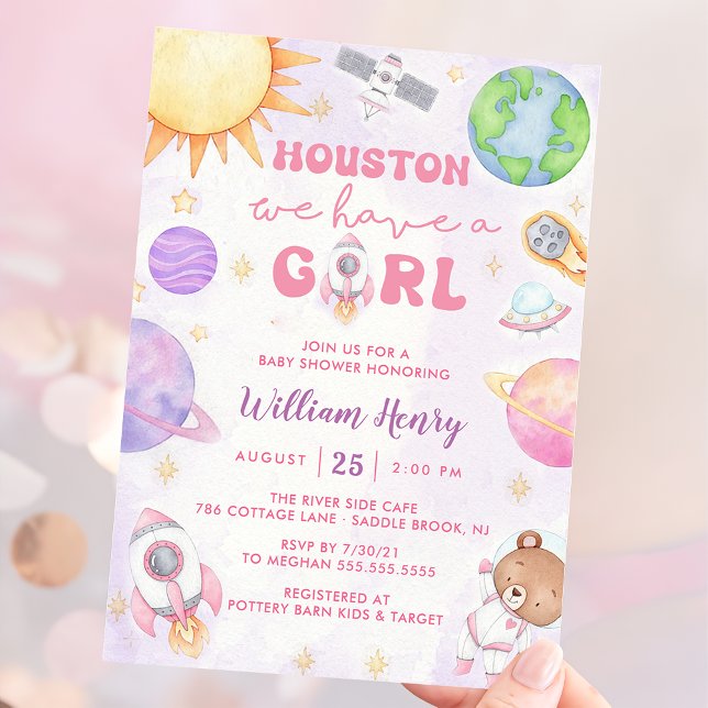 Houston We Have A Girl Outer Space Baby Shower Invitation (Creator Uploaded)