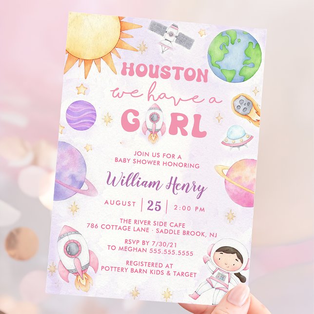 Houston We Have A Girl Outer Space Baby Shower Invitation (Creator Uploaded)