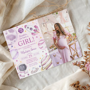 Houston We Have A Girl Outer Space Baby Shower  Invitation