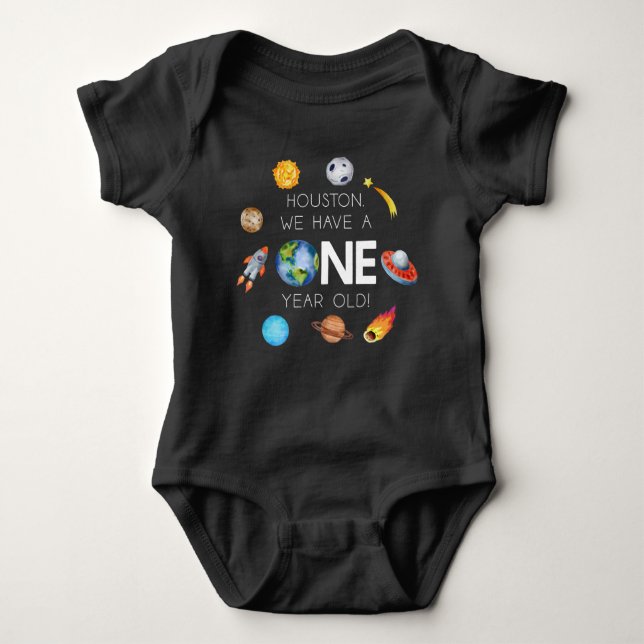 Houston We Have A One Year Old 1st Birthday Party Baby Bodysuit (Front)