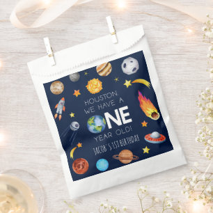 Houston We Have A One Year Old 1st Birthday Party Favour Bag