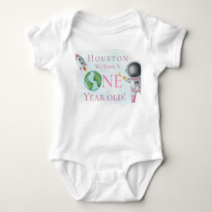 Houston We Have a One Year Old girl! Baby Bodysuit