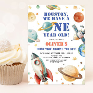 Houston We Have a One Year Old! Space 1st Birthday Invitation