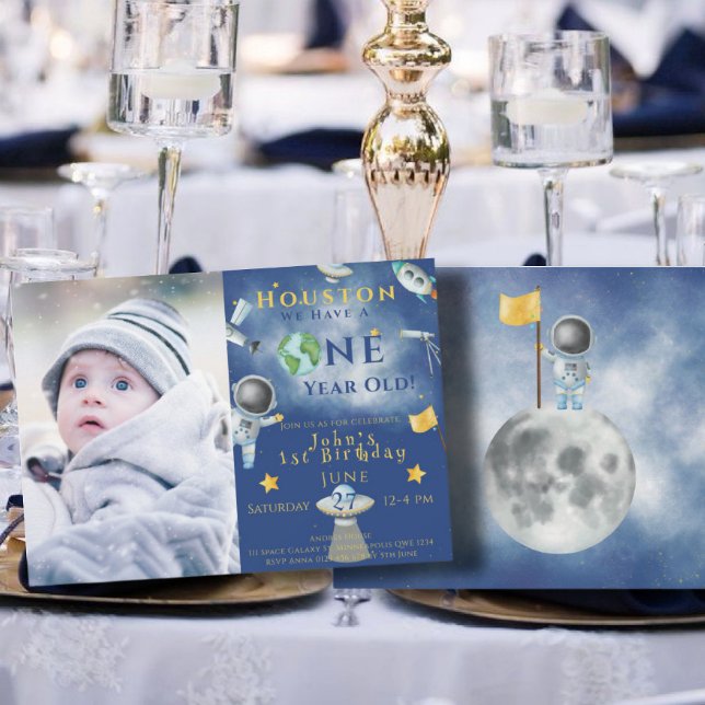 Houston We Have A One year old Space Astronaut Invitation (Creator Uploaded)