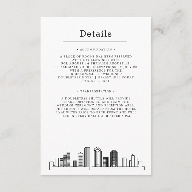 Houston Wedding | Guest Details Enclosure Card (Front)