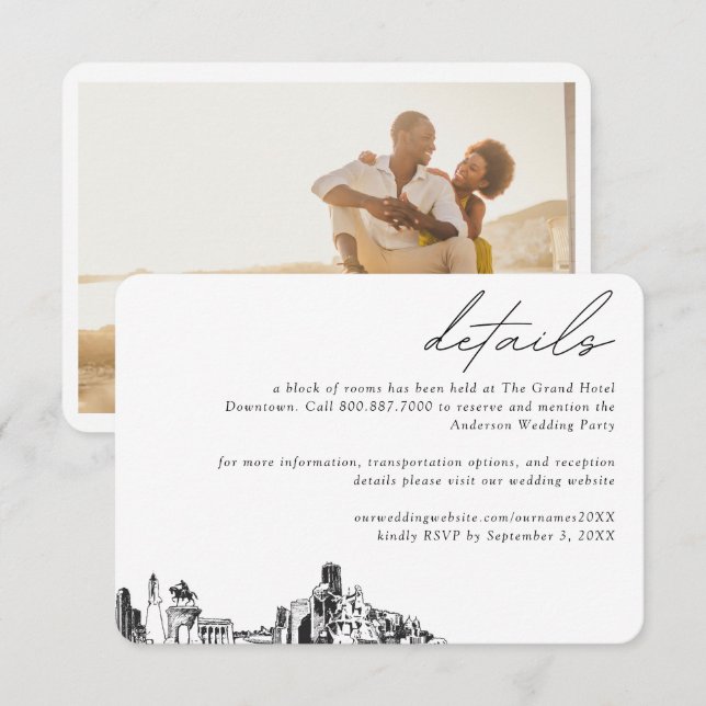 Houston Wedding Hotel Room Block Details Enclosure Card (Front/Back)