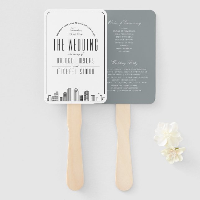 Houston Wedding | Wedding Program Hand Fan (Front and Back)