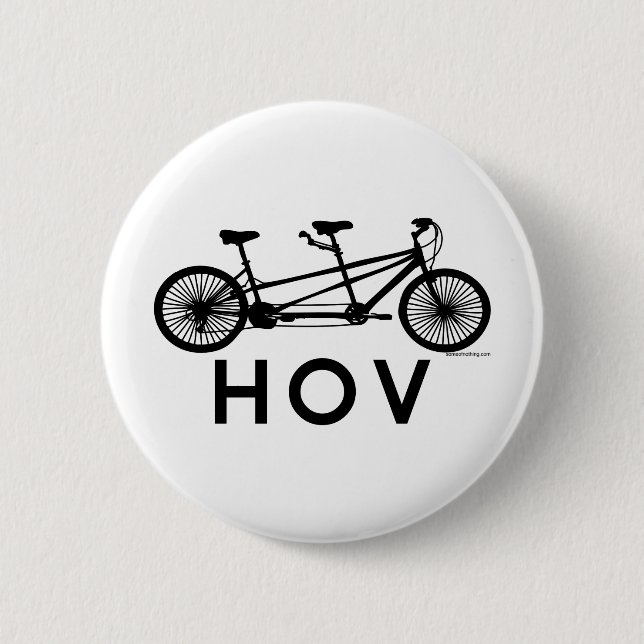 HOV Tandem Bicycle 6 Cm Round Badge (Front)