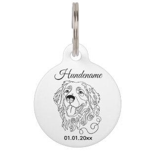 Hovawart Minimalist Line Art Personalized ID Tag