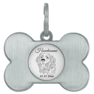 Hovawart Minimalist Line Art Personalized ID Tag