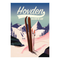 Hovden Norway Ski travel poster.