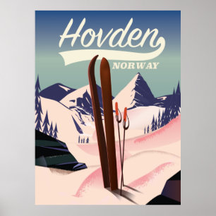 Hovden Norway Ski travel poster. Poster