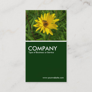 Hover Fly on a Yellow Chrysanthemum - Dark Green Business Card