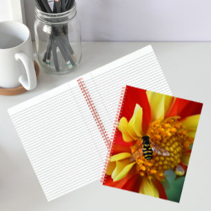 Hover Fly on Orange and Yellow Dahlia Notebook