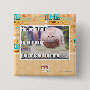Hover kitteh 15 cm square badge