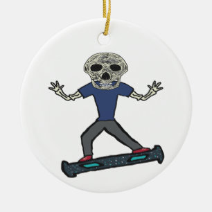 Hoverboard Skeleton Ceramic Ornament
