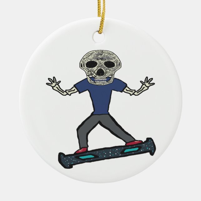 Hoverboard Skeleton Ceramic Ornament (Front)