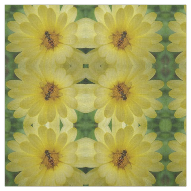 Hoverfly on a Marigold Patterned Craft Fabric (Swatch)