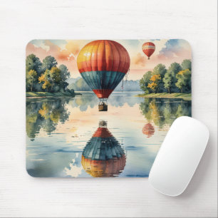 Hovering Hot Air Balloons in Lake Water Reflection Mouse Pad