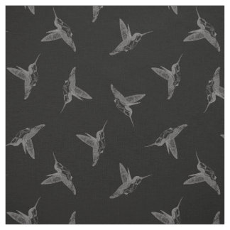 Hovering Hummingbird Black Tossed Print Fabric