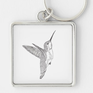 Hovering Hummingbird Sketch Key Ring