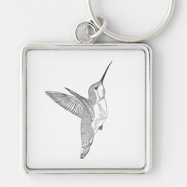 Hovering Hummingbird Sketch Key Ring (Front)