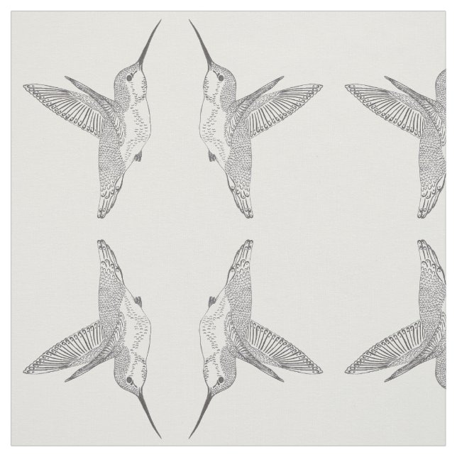 Hovering Hummingbirds Meeting Mirrored Print Fabric (Swatch)