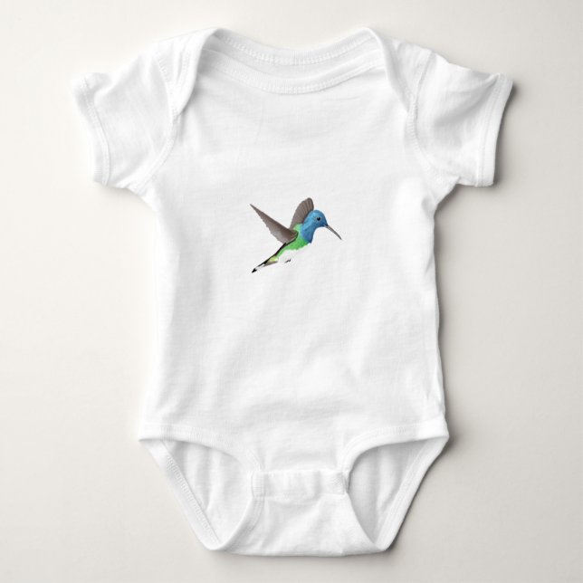 Hovering Jacobin Hummingbird - transparent.   Baby Bodysuit (Front)