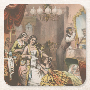 Hovey's Cocoa Glycerine, Circa 1860 Square Paper Coaster