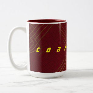 How about: "Burgundy & Gold Corporate Line Mug" Two-Tone Coffee Mug
