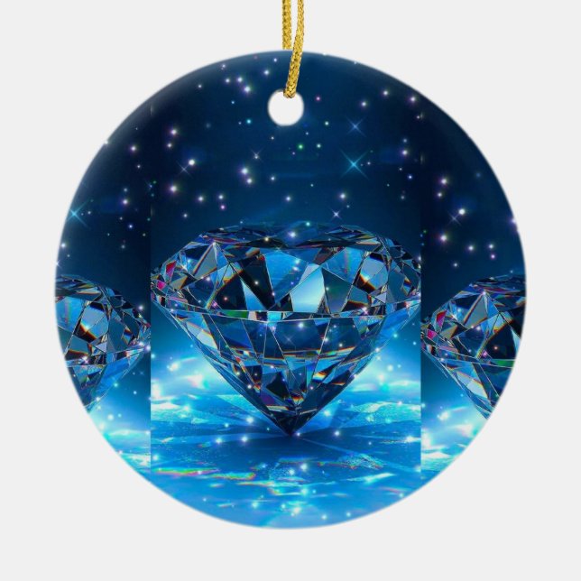 How about "Sapphire Brilliance: Blue Diamond Ornam Ceramic Ornament (Front)