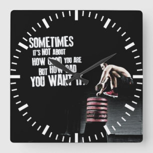 How Bad You Want It - CrossFit Motivational Square Wall Clock