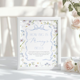 How big is belly Blue Wildflower Baby shower Poster