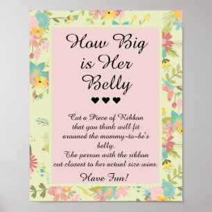 How Big Is Her Belly Baby Shower Game Poster