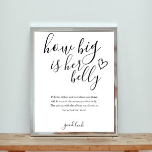 How Big Is Her Belly Baby Shower Game Poster