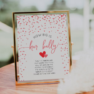 How Big Is Her Belly Baby Shower Game Sign