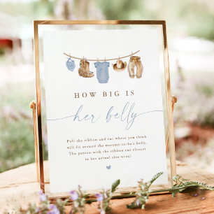 How Big Is Her Belly Cowboy Baby Shower Sign