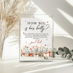 How big is her belly Merry Baby Shower Game sign