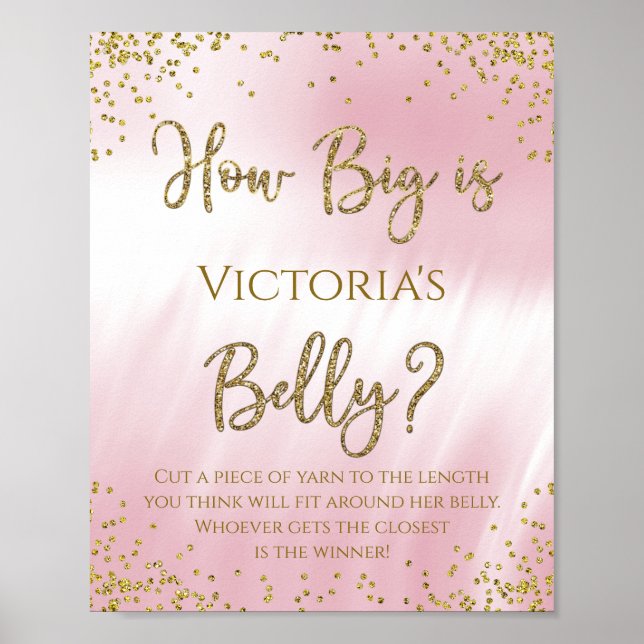 How Big is Mommys Belly Baby Shower Game Poster (Front)