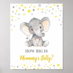 How Big is Mommy's Belly Elephant Baby Shower Game Poster