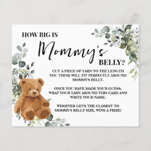 How Big is Mom's Belly Bear Baby Shower Game Card
