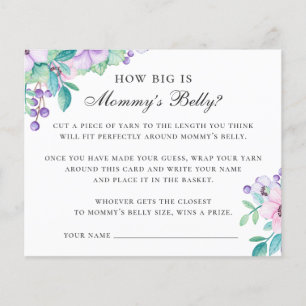 How big is mummy belly. Floral baby shower game Flyer